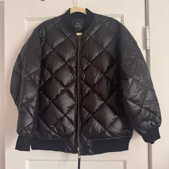 Anine Bing Leo Puffer Coat / Woman’s Extra Small XS Black with Gold Zipper - Picture 6 of 13